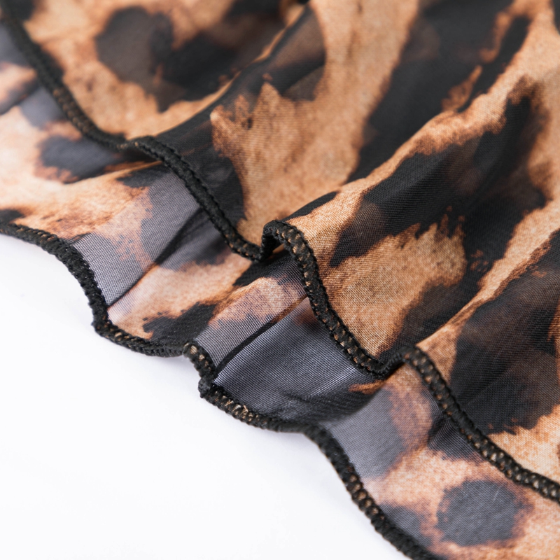 TingYiLi Summer Women Long Leopard Print Skirt Elastic High Waist Chiffon Pleated Slim Fit Casual Maxi Skirt