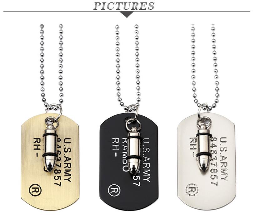 women men necklaces Hip Hop Chain Jewelry The bullet shape army card pendant nacklace Pendant Necklaces street dance Jewelry Chain Necklace
women men necklaces Hip Hop Chain Jewelry The bullet shape army card pendant nacklace Pendant Necklaces street dance Jewelry Chain Necklace