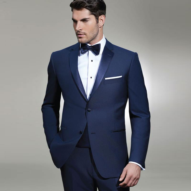 Navy Classy Designer Mens Suits Slim Fit Groomsmen Wedding Tuxedos Notched Lapel Groom Suit Business Formal Blazers With Jacket Pants