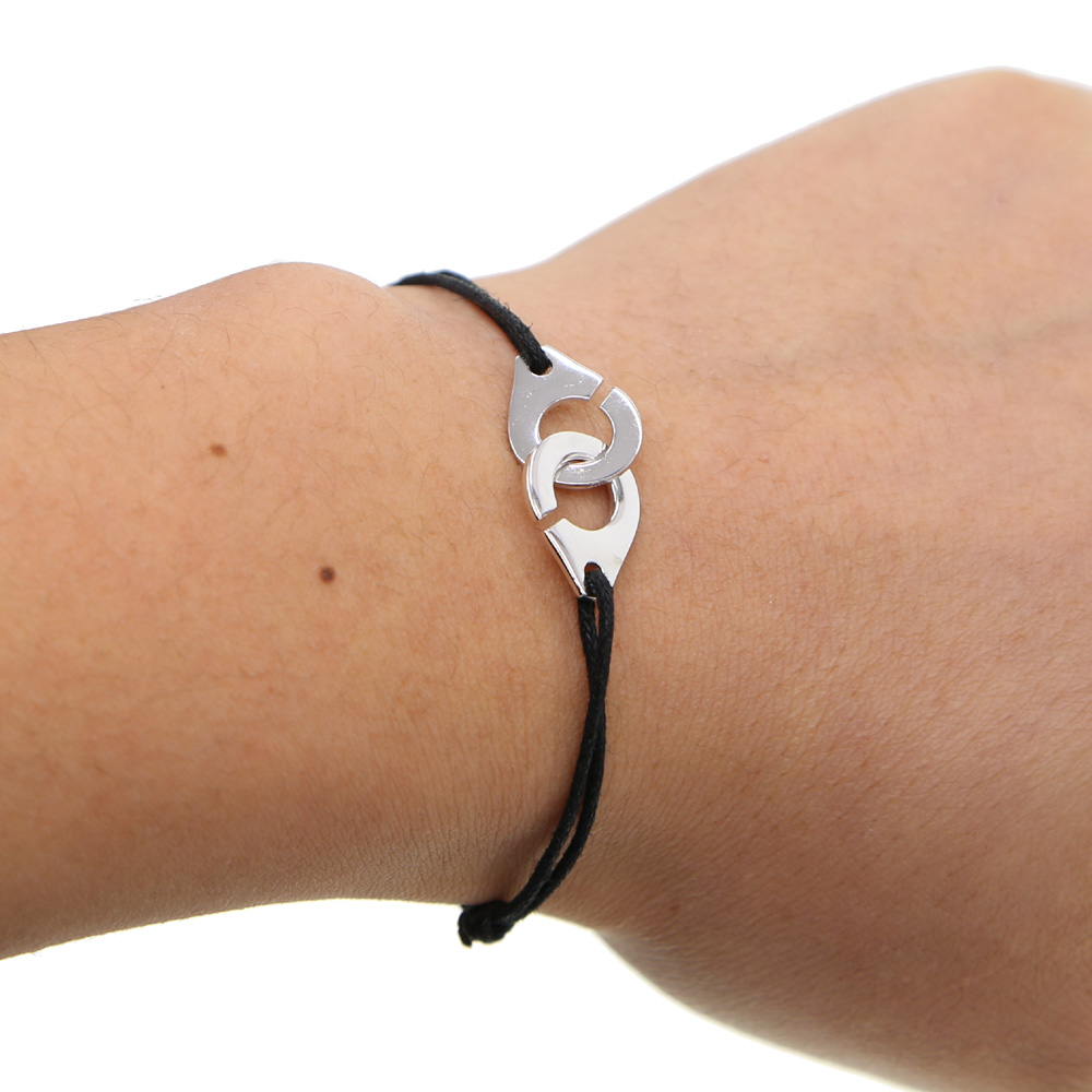 France Famous Brand 925 silver Jewelry Silver Handcuff Bracelet For Women Men adjustable size Rope Bracelet Silver Bracelet Menottes
