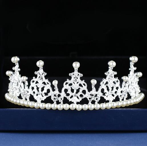 hot sale wedding crown pearls rhinestone bridal hair accessorie fascinator crown tiara zapatos de las novias blancos coronas de la boda