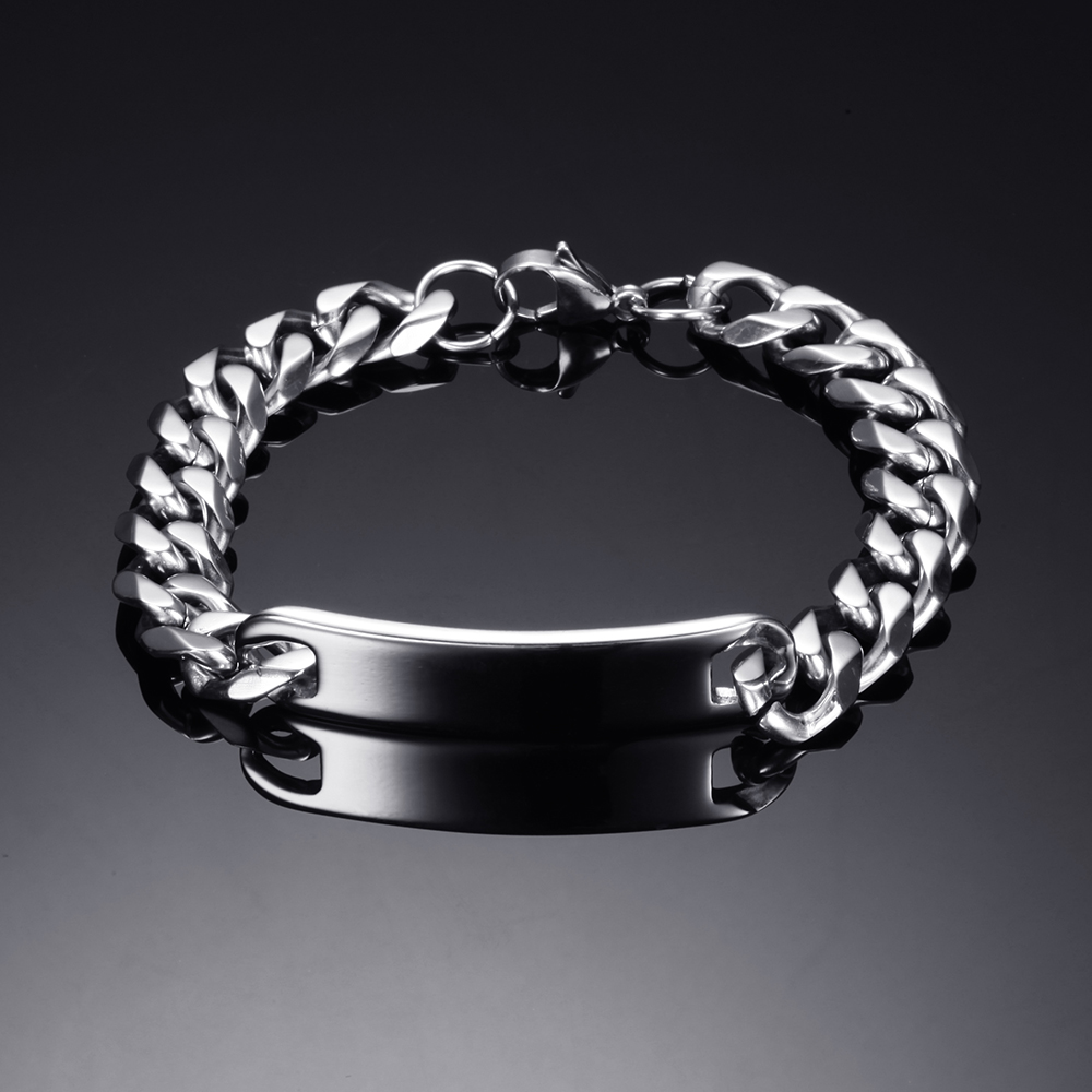 Stainless Steel Bracelet Men Chain & Link Bracelets fashion Silver Stainless Steel jewelry ID Bracelets & Bangles pulseira