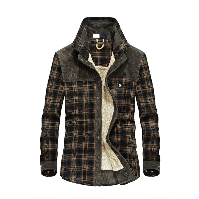 Men's Casual Shirts 2022 Men Cotton Liner Outerwear Plaid Thick Wool Autumn Winter Shirt