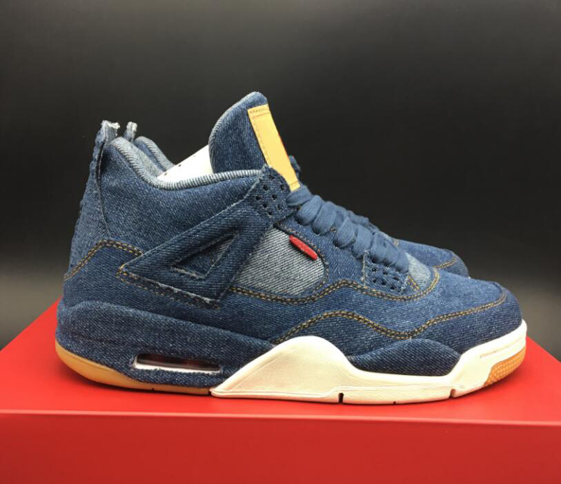 4 Shoes 4s Denim Blue White Black Men Jeans Sports Sneakers