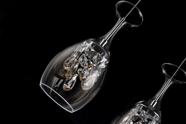 Crystal Modern Wine Glasses Bar Chandelier Ceiling Light Pendant Lamp LED Lighting Hanging Lamp Dining Living Room Fixture ing