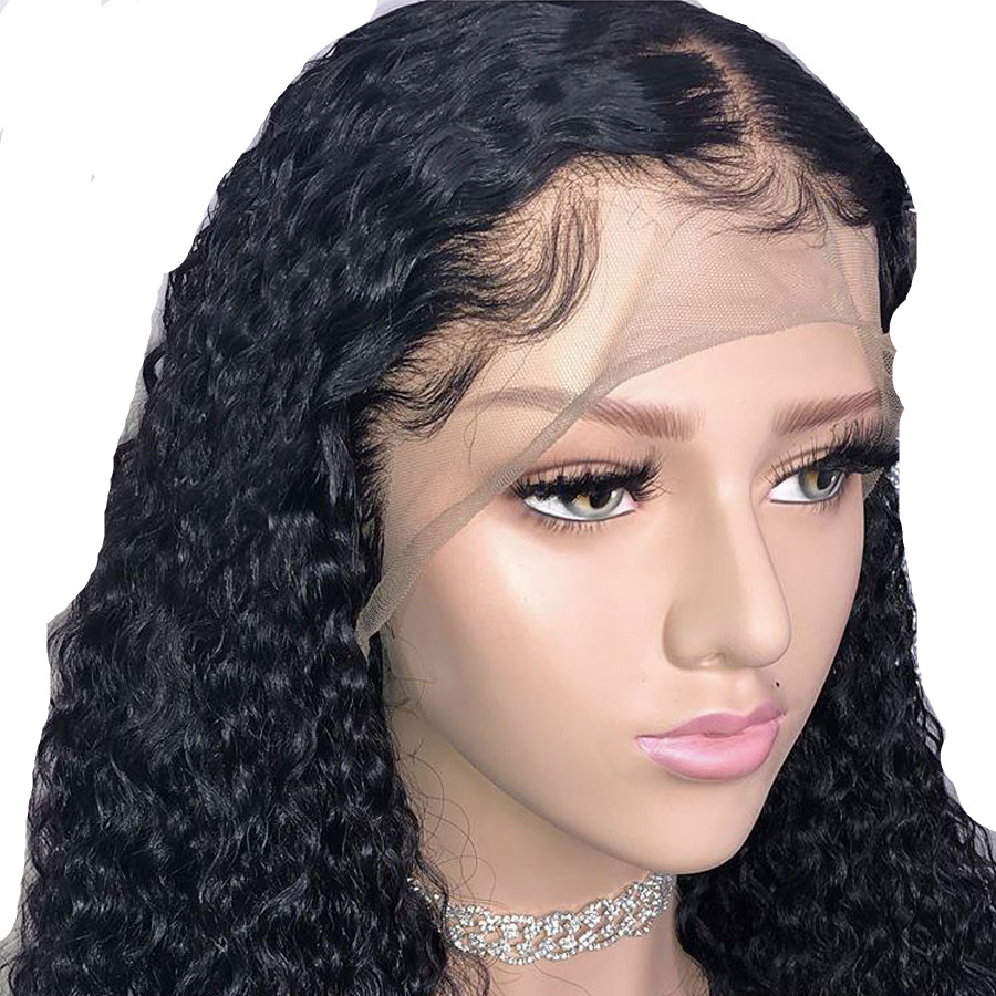 360 Lace Frontal Wig Natural Deep Curly Brazilian Remy Human Hair Laces Wigs with Baby Hairs for Women 16inch 130% Density diva1