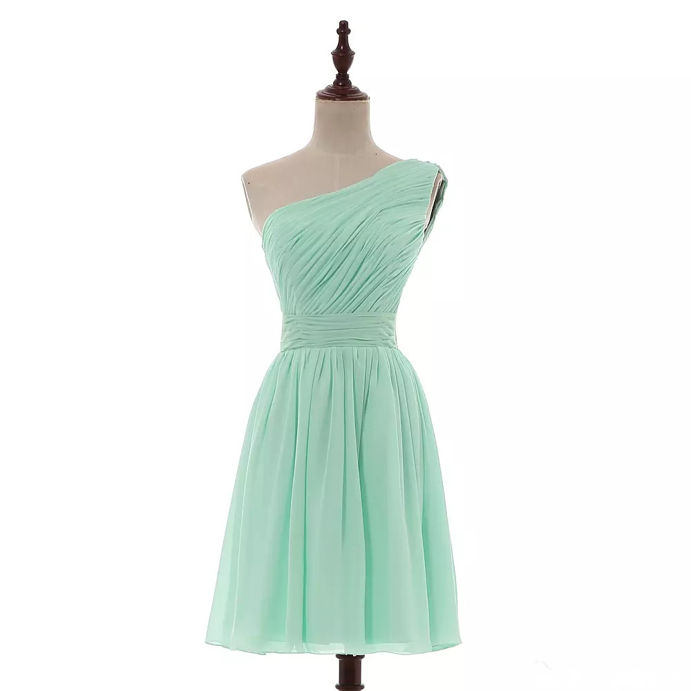 Chiffon Short Bridesmaid Dresses Mint Green 2019 Knee Length Ball Gown Party Dresses Lace Up Country Bridesmaid Gowns