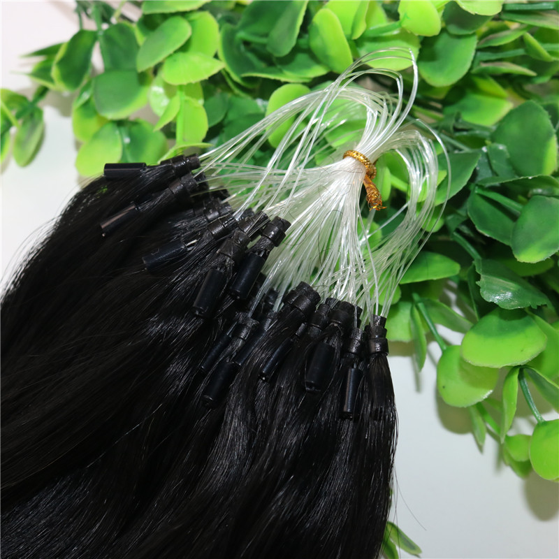 Natural Color Black Straight Hair 9A Brazilian Hair Extensions 14inch-26inch 100Strands 100gram Loop Micro Ring Human Hair Extensions