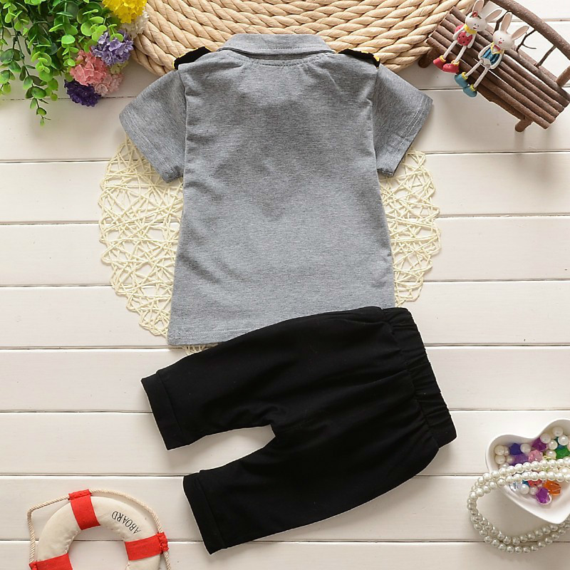 2018 Childrens Clothes Suits Children Baby Boys Summer Clothing Sets Cotton Kids Tie Gentleman Outfits Child Short Sleeve Tops T Shirt