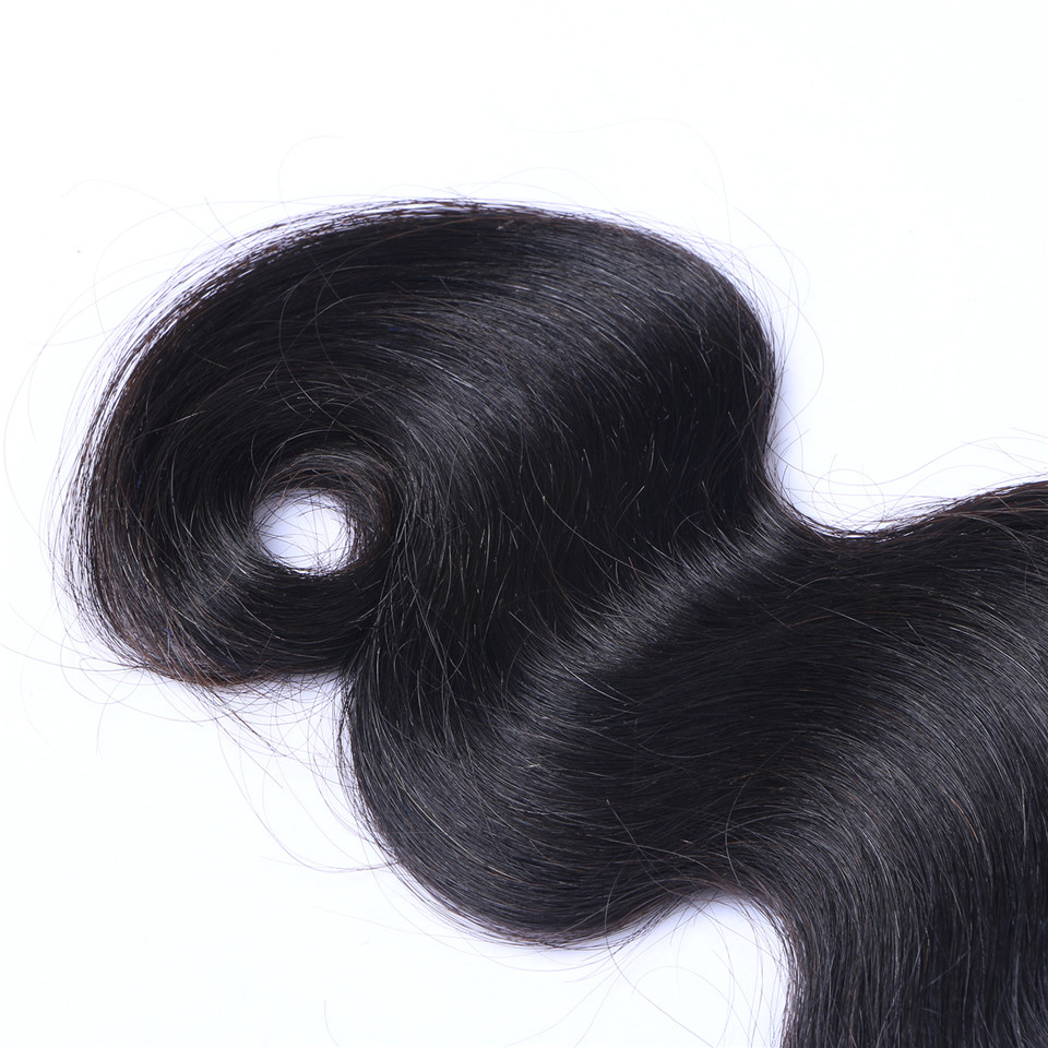 Brazilian Body Wave Human Virgin Hair Weaves with 13x4 Lace Frontal Full Head Natural Color