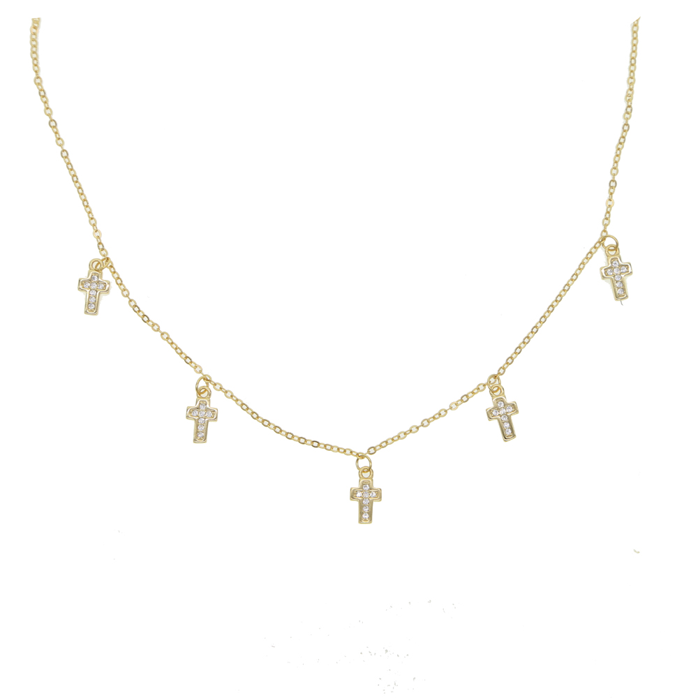 cz cross drop charm choker necklace trendy classic design cross pendant 925 sterling silver dainty delicate european women cross jewelry