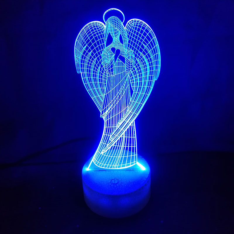 Creative 3D Table Lamp Colorful Wings Girl Shape NightLight Led Angel Home Decor Atmosphere Decor Virgin Mary Usb Light Fixture