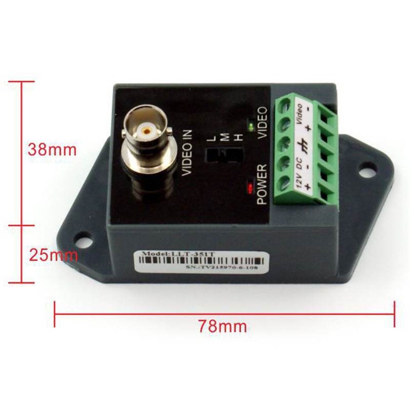 1 Video Balun Transmitter Receiver Active Power Video Balun Support 2400 Meters CCTV HDTVI HDCVI AHD-HD Active Balun