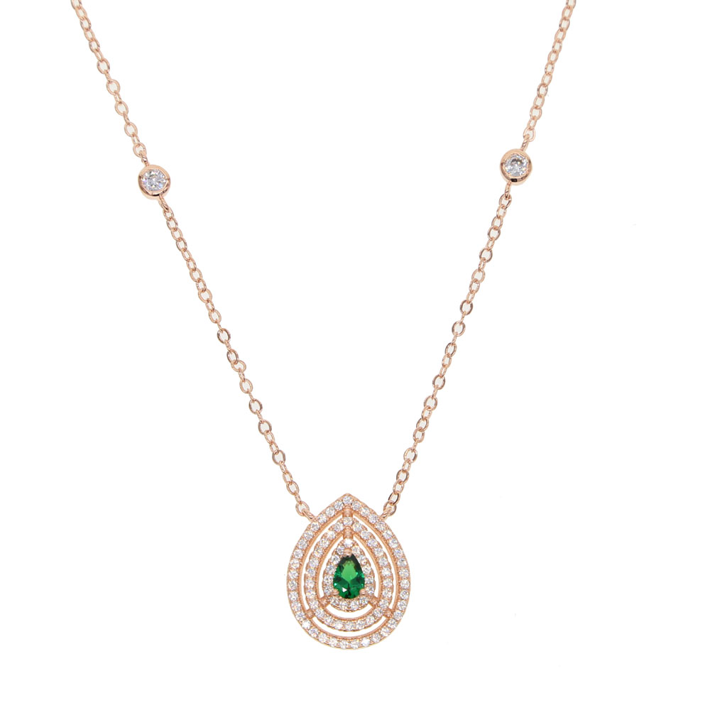 4 colors rose gold tear drop cz link chain wedding engagment bridal necklace 2018 fashion jewelry european women CZ diamond Collar