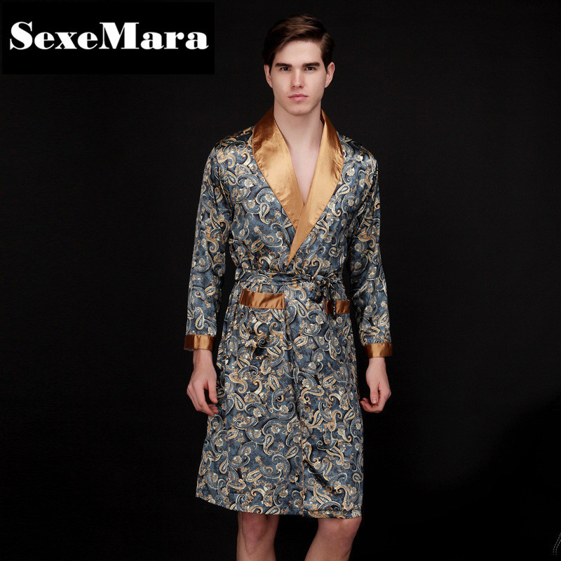 ious Sexy Male Kimono Mens Silk Satin Pajamas for Men Bathrobe Gold Dragon Sleepwear Dressing Gowns Pijama Hombre D7-AE-63 C18110901