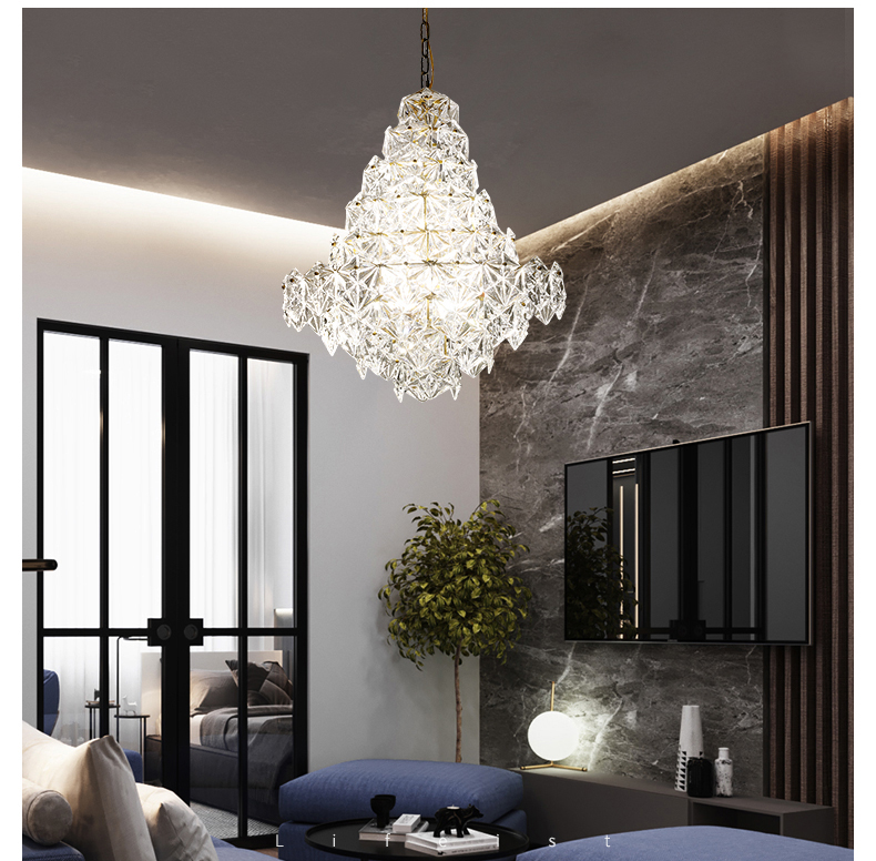 Modern Crystal Glass Chandeliers LED American Pendant Lights Fixture LED Dimmable Lamps Restaurant Dining Room Living Room Hanging Lamp
