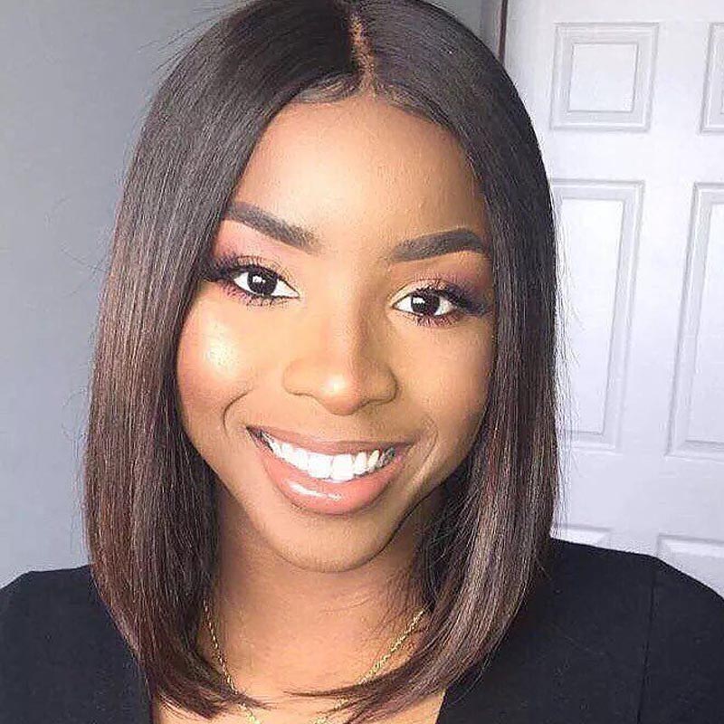 Short Bob Wigs Brazilian Virgin Hair Straight Frontal Lace Human Hair Wigs For Black Women Swiss Lace Frontal Wig