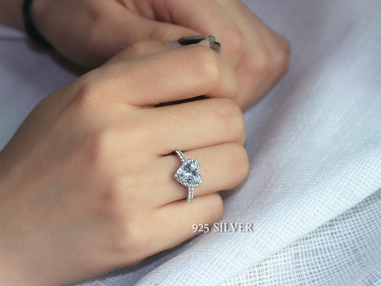 Victoria Wieck Classical Luxury Jewelry 925 Sterling Silver Pear Cut White Topaz CZ Diamond Promise Eternity Wedding Heart Ring for Women