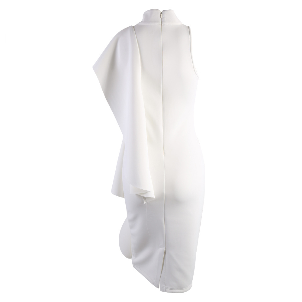 Fashion High Neck Sexy Knee Length Prom Evening Dresses New Ruffle Sheath Formal Party Dresses Black Dark Red Royal Blue In Stock