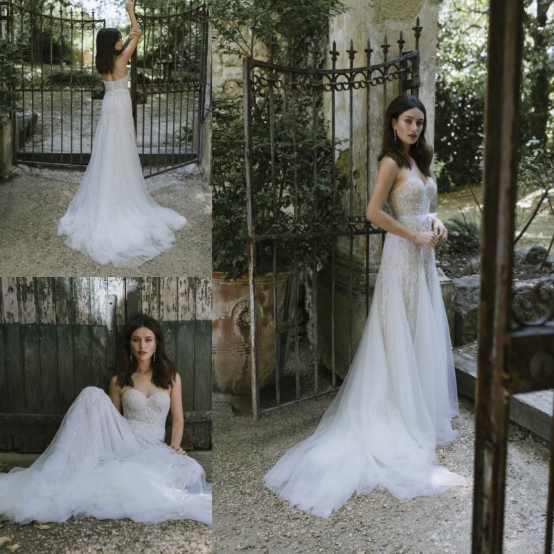 lihi hod beaded beach wedding dresses backless lace appliqued sweetheart bridal gowns robes de soire custom made wedding dress