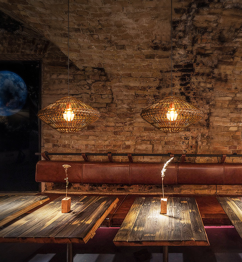 Southeastern Vine Pendant Lamps Vintage Thailand Rattan Pendant Lights Fixture Home Indoor Lighting Restaurant Restaurant Tea Room Cane Lamp