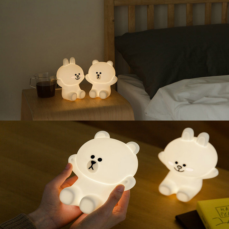 Lovely Bunny Bear Led Night Light USB Cute Bear Soft Lamps Silicone For Baby Kids Bedroom Decor Novelty Gift Drop With Box