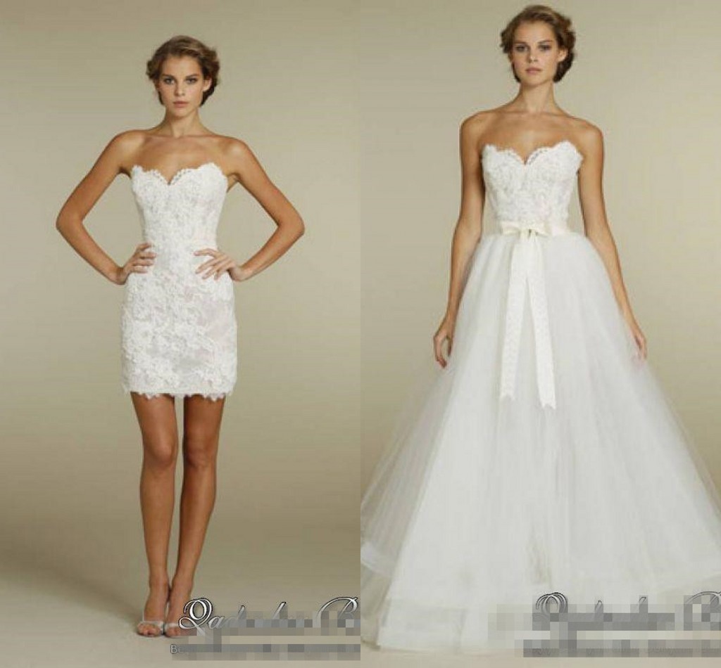 Elegant Sweetheart Two in One Wedding Dresses with Detachable Tulle Skirt 2018 Two Pieces summer holiday Beach short Bridal Gowns, Champagne
Elegant Sweetheart Two in One Wedding Dresses with Detachable Tulle Skirt 2018 Two Pieces summer holiday Beach short Bridal Gowns, Champagne