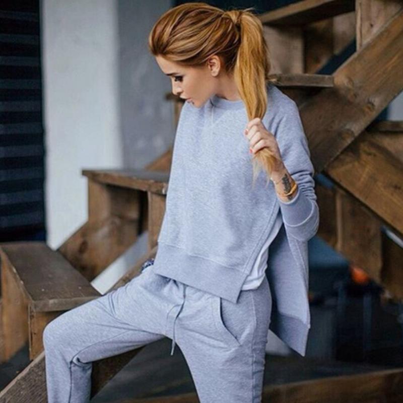 Autumn Tracksuit Long Sleeve Slit Solid Sweatshirts Casual Suit Women Clothing 2 Piece Set Tops+Pants Sporting Suit Female, Gray
Autumn Tracksuit Long Sleeve Slit Solid Sweatshirts Casual Suit Women Clothing 2 Piece Set Tops+Pants Sporting Suit Female, Gray