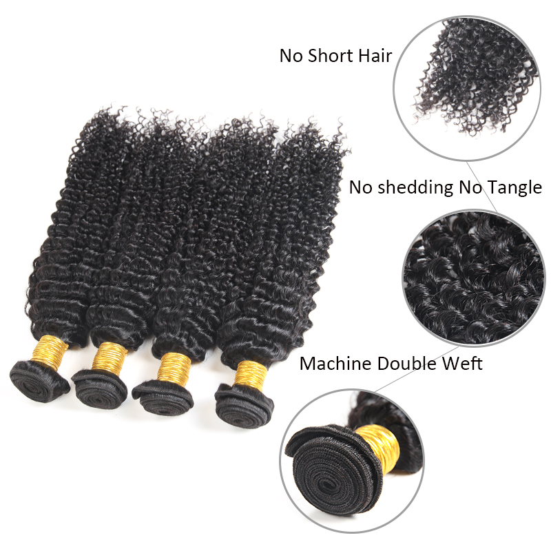 Brazilian Virgin Hair Straight 4 Bundles with Frontal Body Water Deep Wave Human Virgin Hair with Closure Kinky Curly Human Hair Extensions