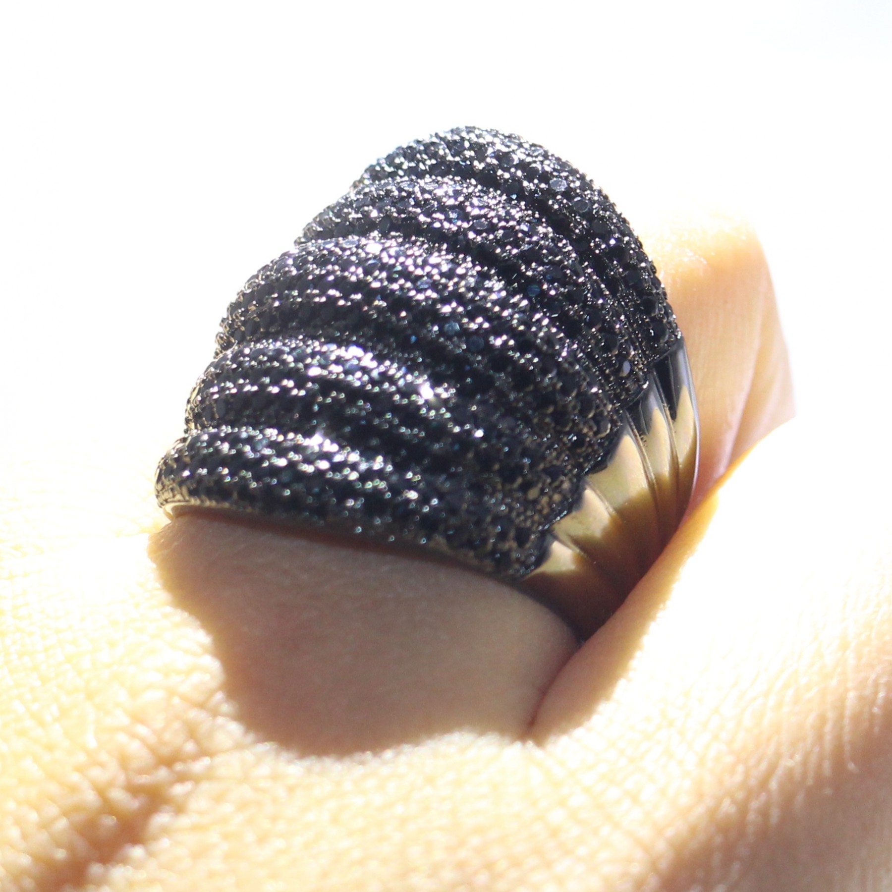 10KT Gold Fill Micro Black Sapphire CZ Dia Eternity Band Ring for Women