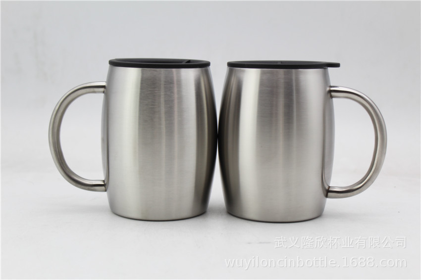 14oz Stainless Steel coffee beer Mugs with lid 14OZ Double Walled Insulated Coffee Beer Tea mug tumbler with handle