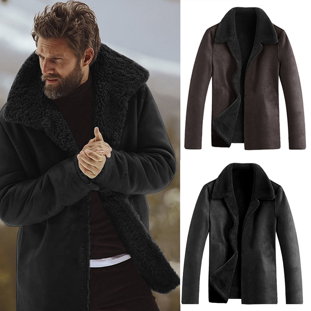 Mens Winter Medium Length Woollen Jacket Thickened Detached Coat 10.31