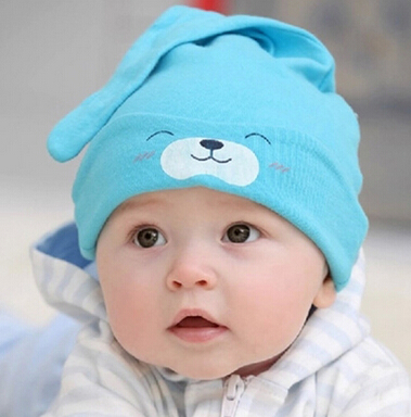 Newborn Baby Ear Protection Cap Cute Bear Air-conditioned Room hat Baby Hair Bows Hat Spring Autumn Winter Kids hat Many color MZ04