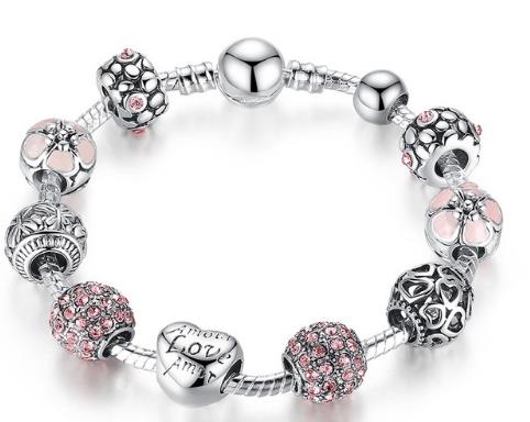 2018 NEW Fashion ntique Silver Charm Bracelet & Bangle with Love and Flower Beads Women Wedding 4 Colors 18CM 20CM 21CM
2018 NEW Fashion ntique Silver Charm Bracelet & Bangle with Love and Flower Beads Women Wedding 4 Colors 18CM 20CM 21CM