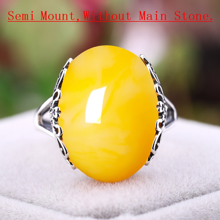 925 Sterling Silver Vintage Ring 15x20MM Oval Cabochon Semi Mount Ring Setting DIY Stone Engagement Wedding Anniversary Gift