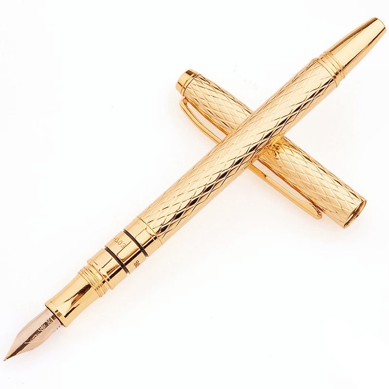 High Quality 10K Gold Fountain pen 0.5mm full metal Golden Clip ink pens Caneta Stationery Office school supplies 03860