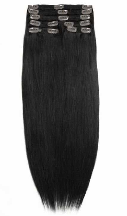 Peruvian clip on hair 100g 8pcs straight wave african american human hair extensions