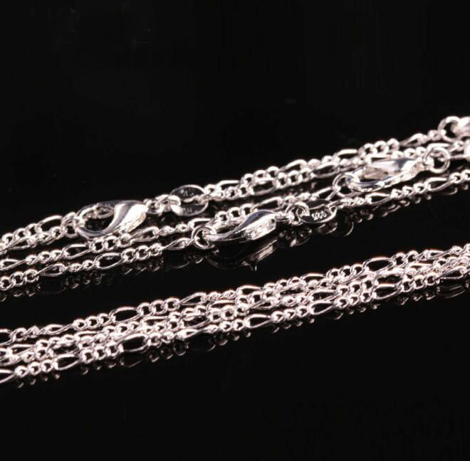 hot sales Fine 925 Sterling Silver Necklace 2MM 16-30" Classic Curb Chain Link Italy Man woman Necklace 15pcs/lot
