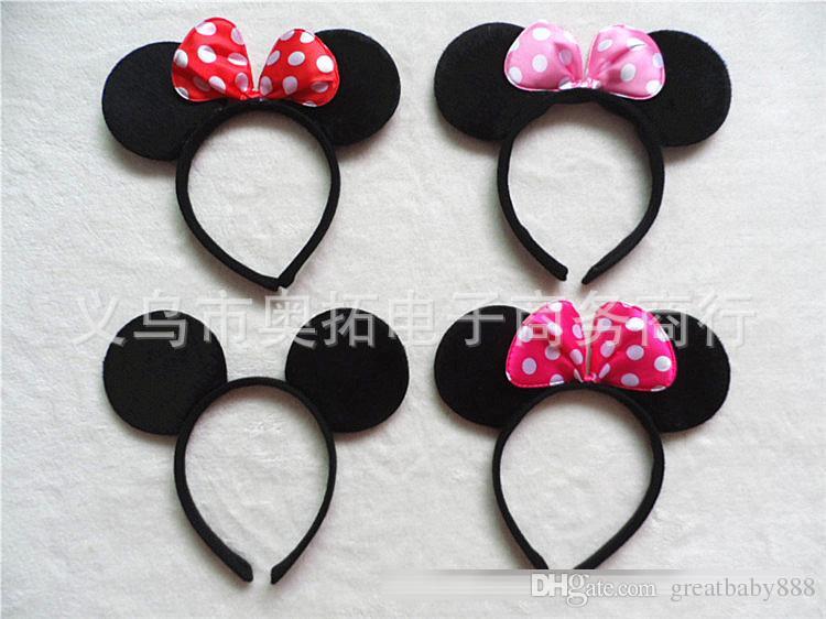 6 Colors Girls hair accessories Mouse ears headband hair band Baby kids cute Halloween Christmas cosplay headdress hoop A