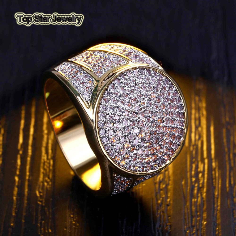 

High Quality Real Copper Rings Shiny Micro CZ Punk Finger Jewelry For Mens Hip Hop Trendsetter Rock Rapper Accessories Gifts Size 7-11