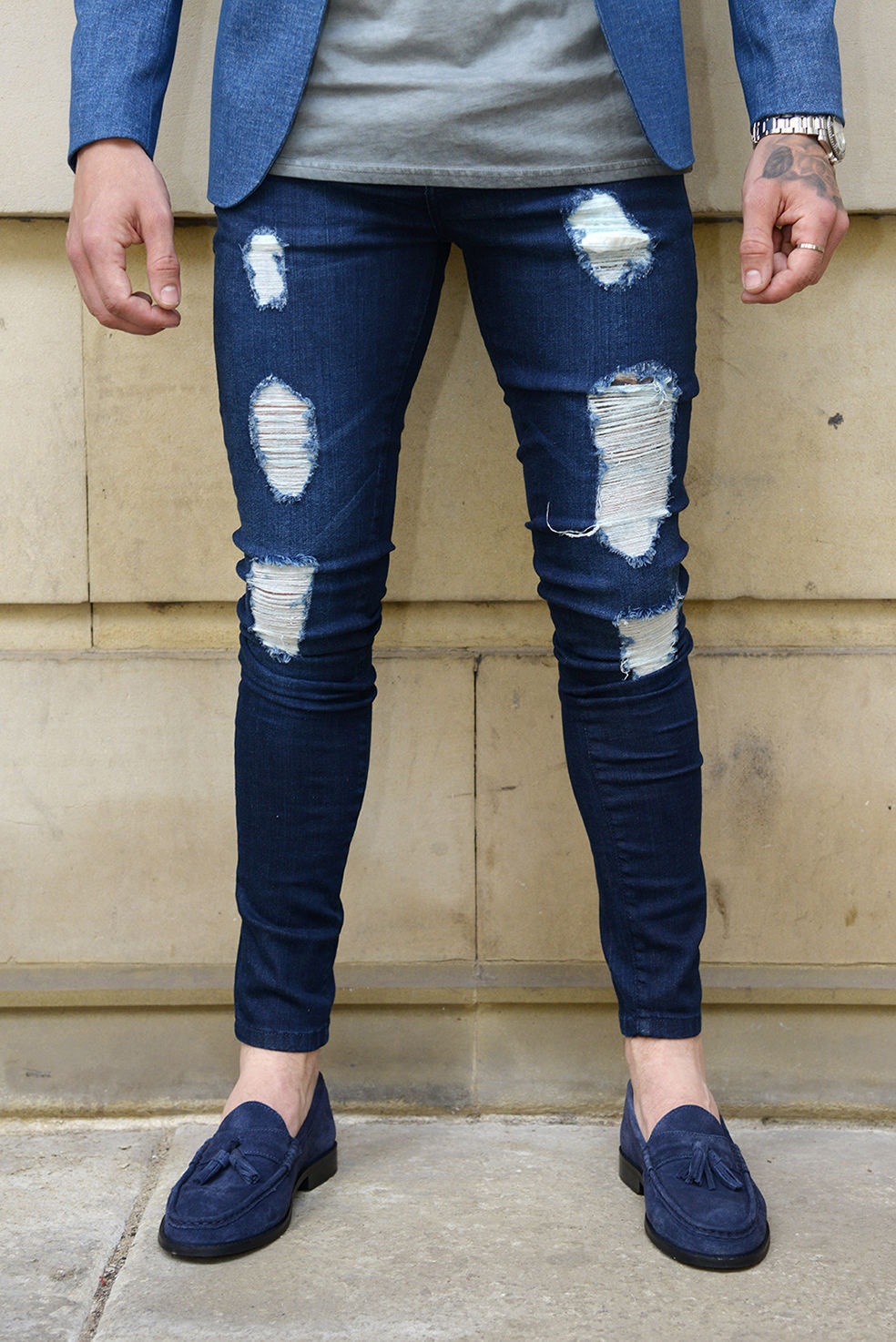 Skinny Men Pencil Pants Jeans Fashion Slim Fit Ripped Jeans Denim Blue Clothing Trousers Long Pants
Skinny Men Pencil Pants Jeans Fashion Slim Fit Ripped Jeans Denim Blue Clothing Trousers Long Pants