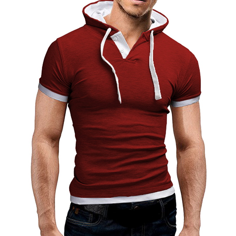 Laamei Spring Autumn New Men'S Hooded Sweatshirts Collar Sling Tops Hoodies Short Fashion Sleeve Slim Male Sweatshirt Large Size