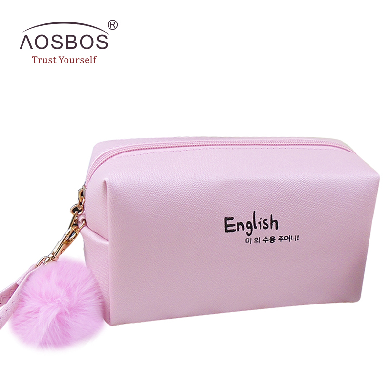 Aosbos Women Letter Print Travel Cosmetic Bags Ladies Make up Organizer Female Elegant PU Leather Makeup Bags with Fluffy Ball, Black
Aosbos Women Letter Print Travel Cosmetic Bags Ladies Make up Organizer Female Elegant PU Leather Makeup Bags with Fluffy Ball, Black