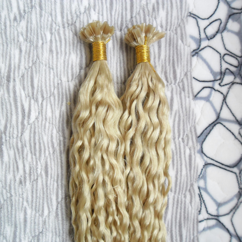 100s Virgin Unprocessed Human Hair Top Quality Bleach Blonde U Tip Hair extension keratine capsule Brazilian kinky curly Hair 100g