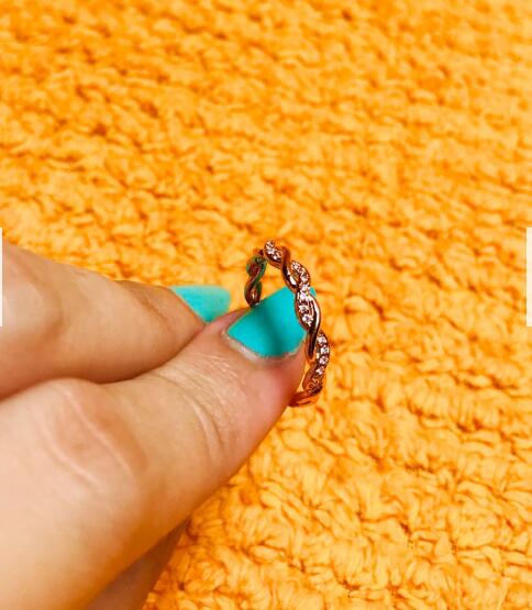 Band Rings Wedding Jewelry Style Round Diamond For Women Thin Rose Gold Color Twist Rope Stacking In Stainless Steel1