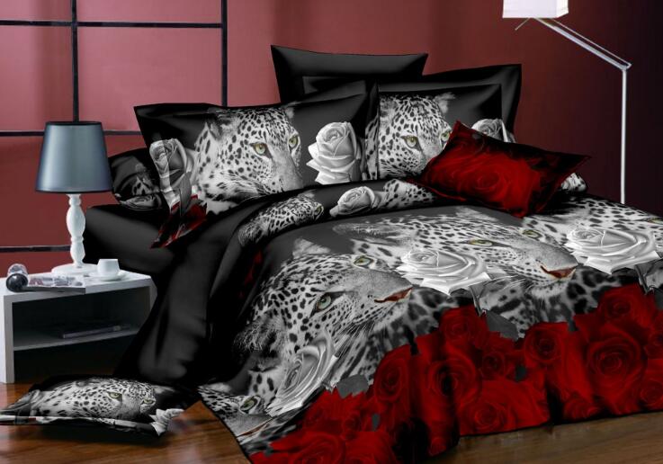 3D Animal Printed Bedding Set Cat Dolphin Leopard Bed sheets Duvet Cover Bed Sheet with Pillowcase