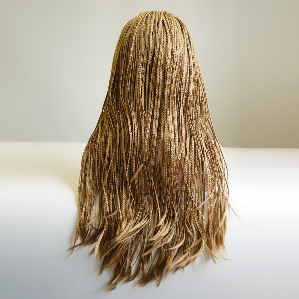 Stock natural blonde braided box braids synthetic lace front wigs brazilian hair full lace front wig braiding heat resistant fiber hair