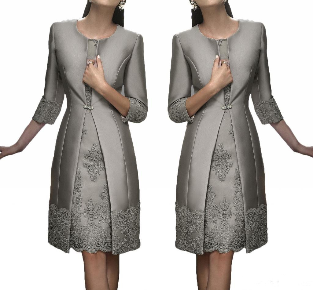 Vintage Knee Length Mother Of The Bride Groom with Long Jacket Appliques Lace Wedding Guest Dress Sheath Short Prom Party Gowns
Vintage Knee Length Mother Of The Bride Groom with Long Jacket Appliques Lace Wedding Guest Dress Sheath Short Prom Party Gowns