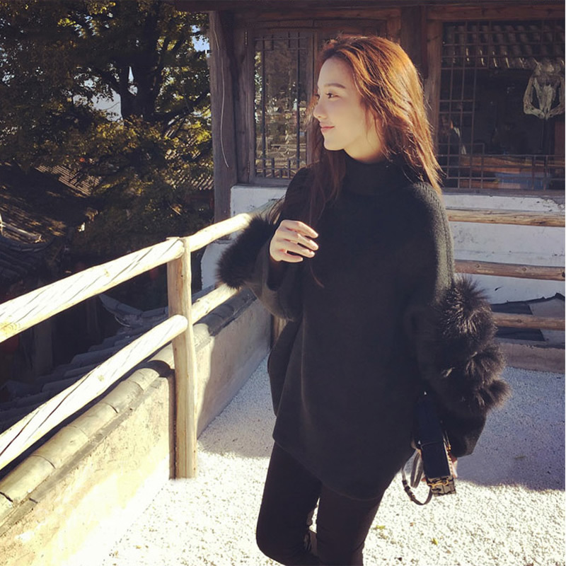Women Oversized Fur Sweater Winter Truien Dames Fluffy Sweater Tunic Turtleneck Pull Femme Manche Longue Fashion Outwear 201021