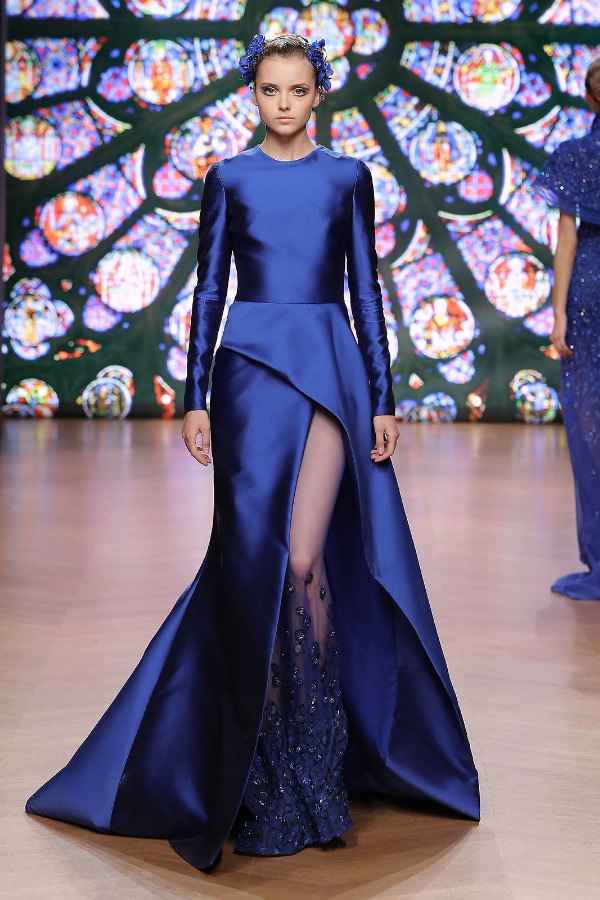 Navy Blue Prom Dresses Jewel Neck Satin Long Sleeves Side Split Sweep Train Evening Gowns Customized robes de soirée Plus Size Women Dress